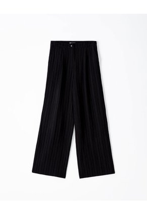 Pantalón Wide Leg Tiro Medio Negro Mujer Negro
