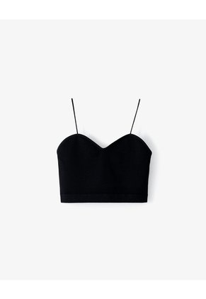 Crop Top Seamless Negra Mujer Negro