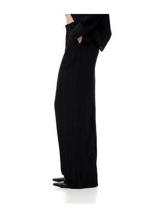 Pantalón Wide Leg Tiro Medio Negro Mujer Negro
