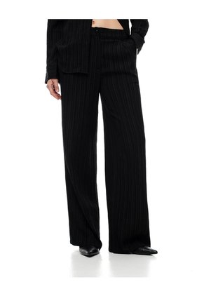 Pantalón Wide Leg Tiro Medio Negro Mujer Negro