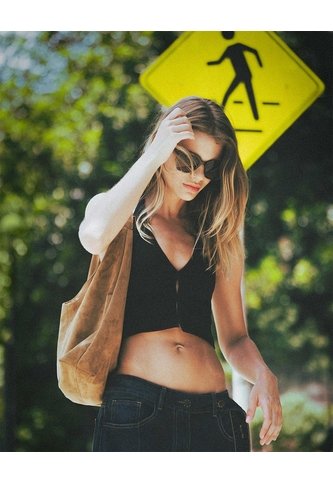 Crop Top Halter Slim Seamless Negro Mujer Negro Gef