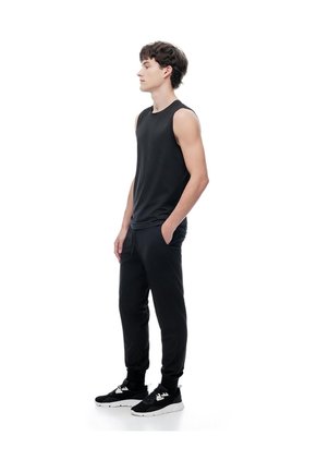 Jogger Relaxed Tiro Medio Negro Hombre Negro