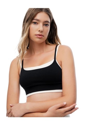 Top Deportivo Soporte Medio Negro Mujer Negro Gef