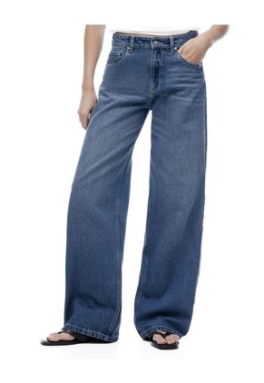 Jean Straight Tiro Medio índigo Mujer Azul Oscuro
