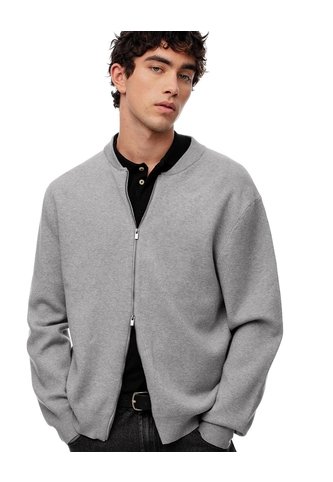 Chaqueta Bomber Regular Cierre Doble Gris Hombre Gris Gef
