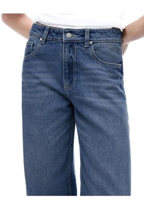 Jean Straight Tiro Medio índigo Mujer Azul Oscuro