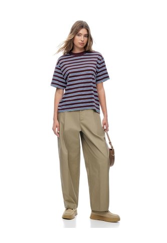 Pantalón Tiro Medio Baggy Barrel Drill Café Mujer Cafe Gef