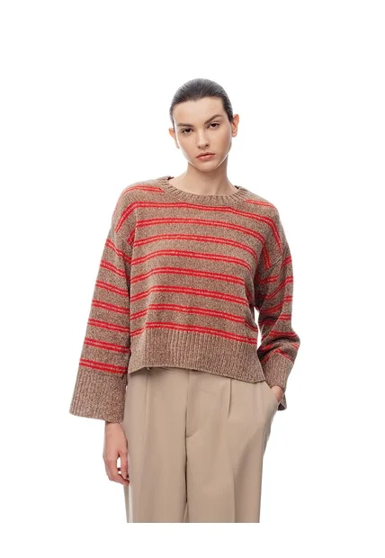 Suéter Oversize Rayas Mujer Cafe