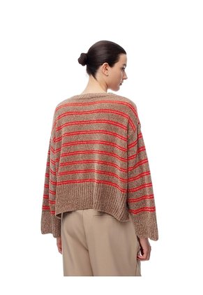Suéter Oversize Rayas Mujer Cafe
