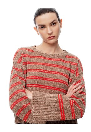 Suéter Oversize Rayas Mujer Cafe