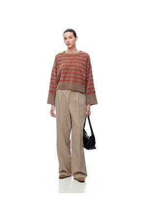 Suéter Oversize Rayas Mujer Cafe