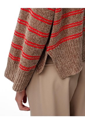 Suéter Oversize Rayas Mujer Cafe
