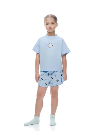 Pijama Relaxed Manga Corta Azul Estampada Niña Azul Gef