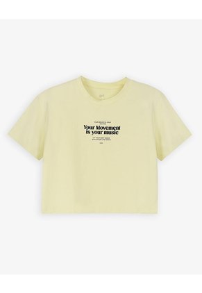 Camiseta Crop Regular Algodón Amarilla Mujer Amarillo