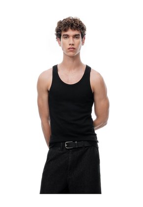 Camisilla Slim Algodón Negra Hombre Negro
