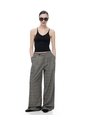 Pantalón Wide Leg Tiro Medio Café Cuadros Mujer Cafe de Gef