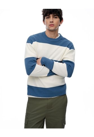 Buzo Regular Algodón Tejido De Punto Azul Rayas Hombre Azul Gef