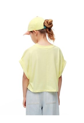 Camiseta Regular Algodón Amarilla Estamada Niña Amarillo