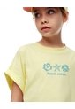 Camiseta Regular Algodón Amarilla Estamada Niña Amarillo de Gef