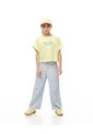 Camiseta Regular Algodón Amarilla Estamada Niña Amarillo de Gef