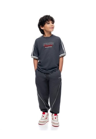 Jogger Regular Tiro Medio Gris Niño Gris Gef