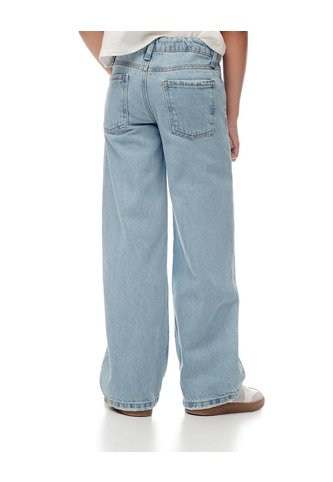Jean Wide Leg Tiro Medio Brillos índigo Claro Niña Azul Gef