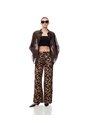 Pantalón Wide Leg Tiro Medio Estampado Mujer Cafe de Gef