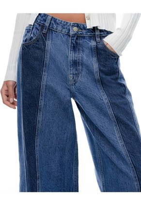 Jean Wide Leg Tiro Medio Denim índigo Mujer Azul Oscuro