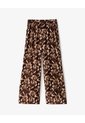 Pantalón Wide Leg Tiro Medio Estampado Mujer Cafe de Gef