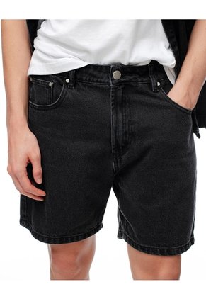 Bermuda Denim Regular Negra Hombre Azul