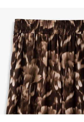 Pantalón Wide Leg Tiro Medio Estampado Mujer Cafe