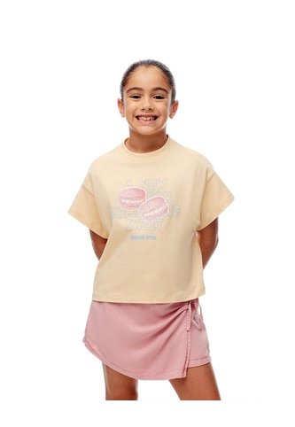 Camiseta Regular Algodón Amarilla Estampada Niña Amarillo Gef