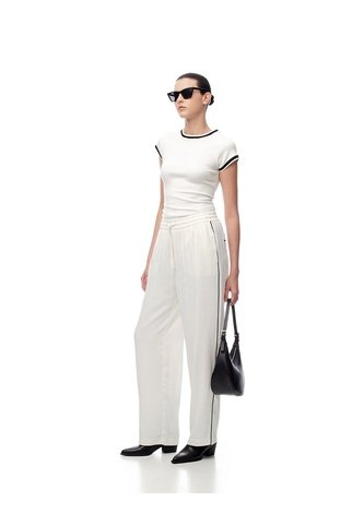 Pantalón Tiro Alto Liviano Blanco Mujer Blanco Gef