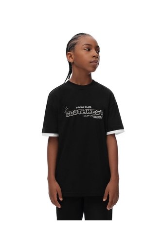 Camiseta Regular Algodón Negra Estampado Niño Negro Gef