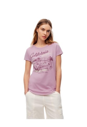 Camiseta Regular Algodón Lila Estampada Mujer Lila Gef