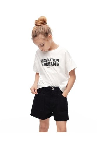 Short Tiro Medio Denim Negro Niña Azul Gef