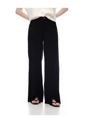 Pantalón Wide Leg Tiro Alto Negro Mujer Negro