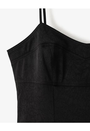 Vestido Midi Satinado Negro Mujer Negro