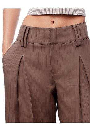 Pantalón Wide Leg Tiro Bajo Café Mujer Cafe