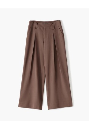Pantalón Wide Leg Tiro Bajo Café Mujer Cafe