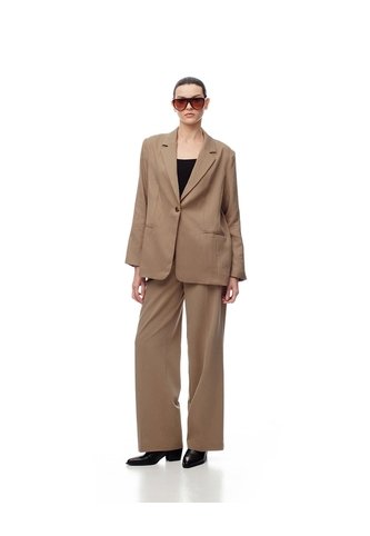 Pantalón Wide Leg Tiro Alto Café Mujer Cafe Gef