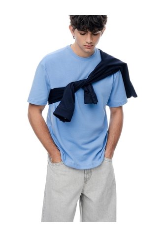 Camiseta Oversize Algodón Azul Hombre Azul Gef