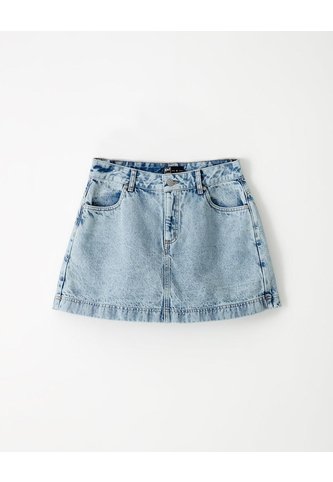 Falda Short Tiro Alto Denim índigo Claro Mujer Azul Oscuro Gef