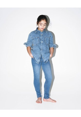 Jean Skinny Tiro Medio Elástico Interno 100% Algodón índigo Medio Niña Azul Oscuro Gef