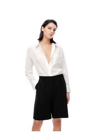 Bermuda Regular Tiro Alto Negra Mujer Negro Gef