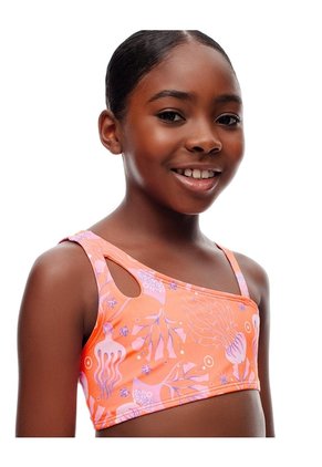 Vestido De Baño 2 Piezas Estampado Niña Naranja