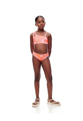 Vestido De Baño 2 Piezas Estampado Niña Naranja