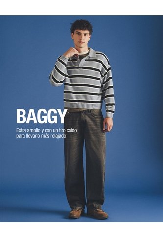 Jean Oversize Algodón Negro Hombre Azul Gef
