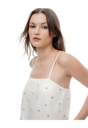 Camisa Relaxed Tiras Blanca Estampado Mujer Blanco