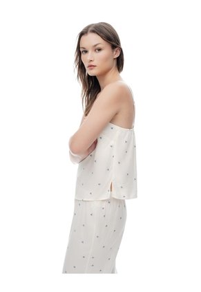 Camisa Relaxed Tiras Blanca Estampado Mujer Blanco